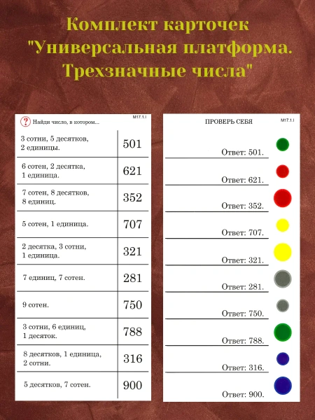 Комплект карточек «Универсальная платформа. Сложение и вычитание в пределах 20» (10 шт.) 